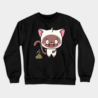 Funny white cat smells poo poo Crewneck Sweatshirt